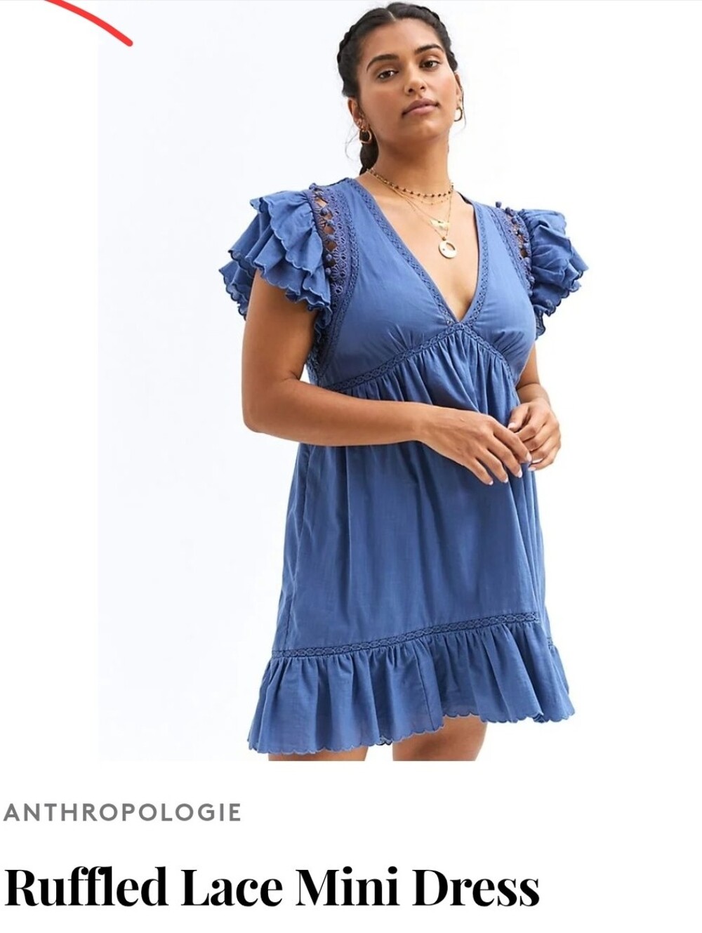 Anthropologie Dress Ruffled Lace Midi Dress